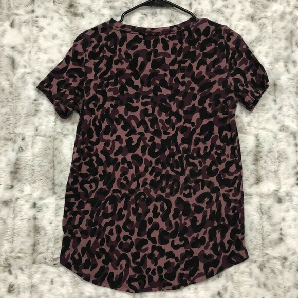 Victoria’s Secret PINK Short Sleeve Purple Leopard Print Crewneck T-Shirt XS - Picture 2 of 8